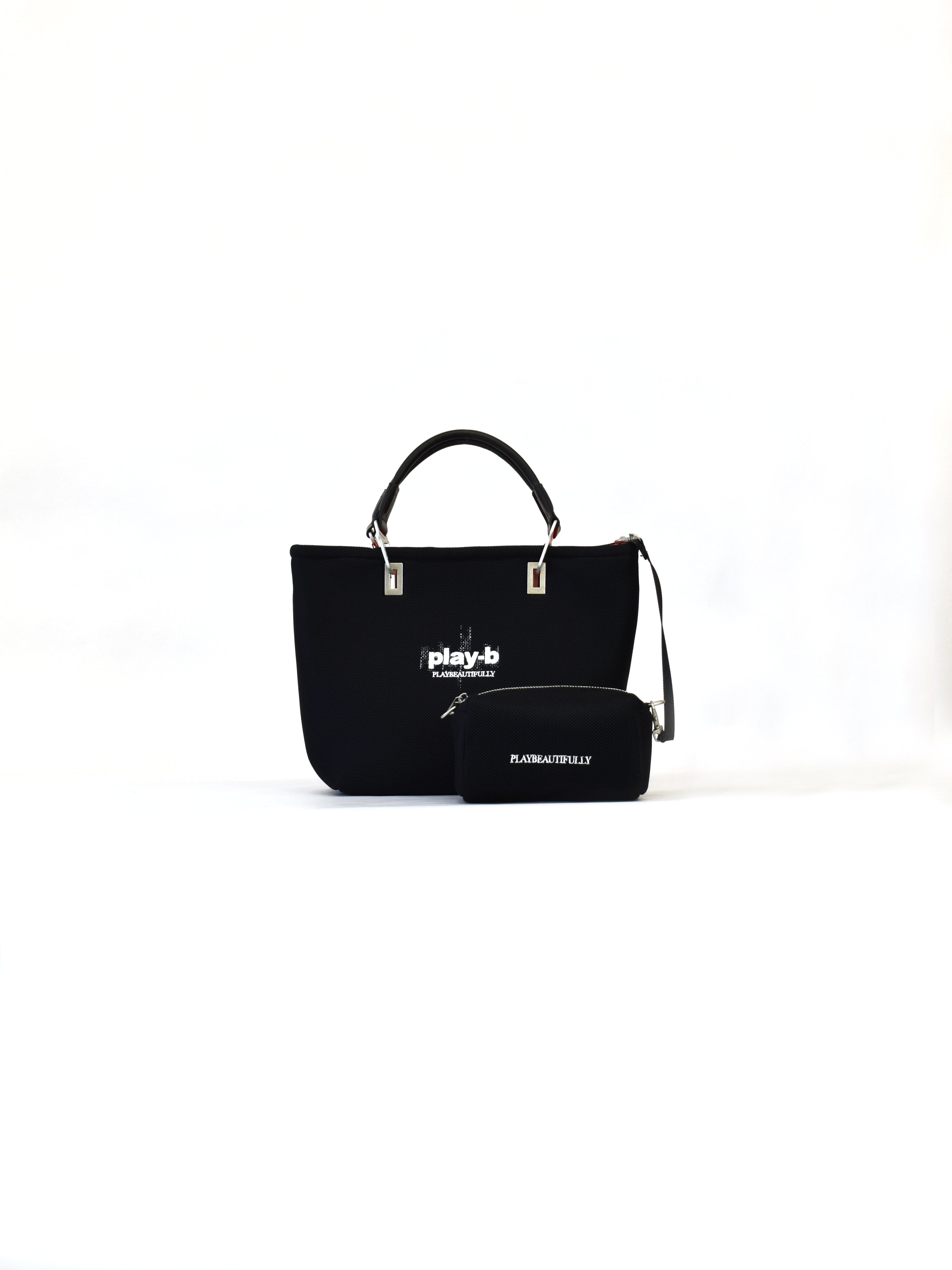 【play-b】Logo 3way ハンドバッグ M Black